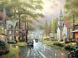 Thomas Kinkade HOMETOWN EVENING painting